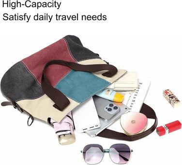 Сумка жіноча Canvas через плече Hobo великої місткості, повсякденна, для школи/шопінгу, ретро стиль (Червона)