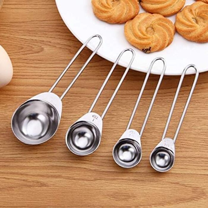 Stainless steel measuring cups, kitchen scale, measuring spoons, baking scoop, cooking utensils, teaspoons, sugar, coffee, measuring tool set, accurate measurement