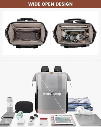 LOVEVOOK Рюкзак для жінок, шкільний рюкзак для ноутбука, водонепроникний, 15.6 дюймів, для роботи, навчання, подорожей, універсальний 2 в 1, стильний, бежевий та хакі