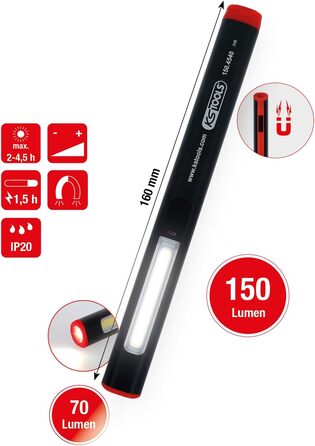 KS Tools 150.4540 UltimateBEAM Aluminum LED Penlight Li-Ion, 150 Lumens