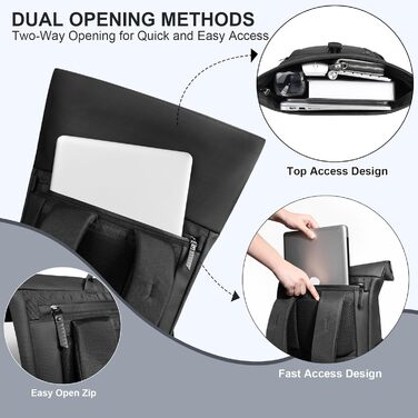 Чорний рюкзак Rolltop 20-27L з відділенням для ноутбука 17