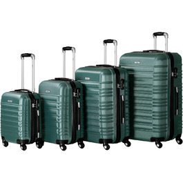 Набір валіз Zelsius 4 шт. Рожевий | ABS валізи з кодовим замком, 4 колеса та внутрішній роздільник | Ручна валіза, набір валіз 4 шт., роулер, велика валіза (петролево-зелений)