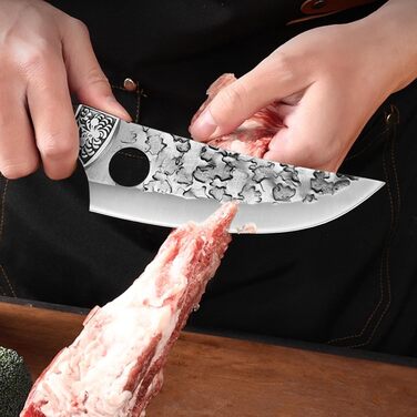 Японський ніж для обвалювання Doklasu 15 см з високоякісної сталі 5Cr15MoV з червоним дерев'яним руків'ям та піхвою