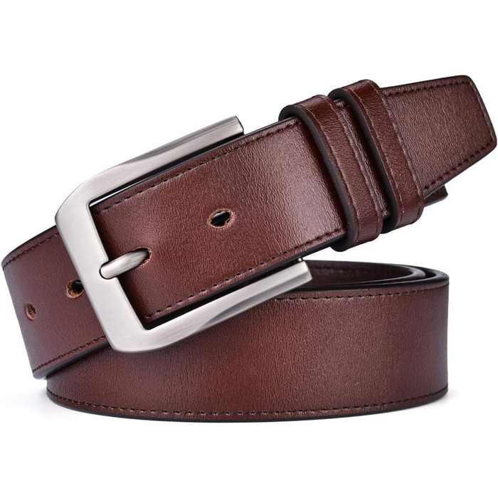 Чоловічий шкіряний ремінь Beltox Fine Casual Jeans, ширина 38 мм, пряжка з металевого сплаву, для джинсів та повсякденного носіння, кольори: Braun, Kaffee, розмір 44-46
