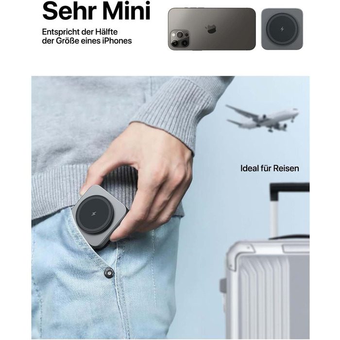 Бездротова зарядка MagSafe для Apple Watch та iPhone (сірий колір), сумісна з iPhone 16 15 14 13 12, iWatch Series, AirPods Pro 3 2