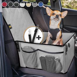 Extra Stable Dog Car Seat - Reinforced Walls & 5 Straps - Waterproof Dog Car Seat for Rear & Front Seat (Standard Size)