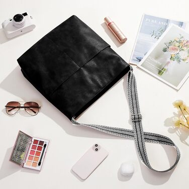 Сумка Kalidi Shopper для жінок, велика сумка-тоут, екошкіра, бежева (Cracked Beige), чорна - для коледжу, школи, роботи, подорожей, покупок