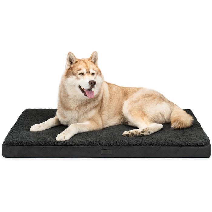 Ортопедичне ліжко для собак Lionto, 112x81x8 см, чорне. М'яке, знімний чохол, водонепроникне, для собак та котів