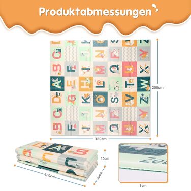 Дитячий килимок для повзання Dripex 150x180x1.5 см, двосторонній, водонепроникний, без BPA, портативний, для малюків від 0 місяців