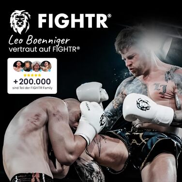 Боксерські рукавички FIGHTR® - Максимальний захист та стабільність | Для боксу, ММА, муай-тай та кікбоксингу | Розміри 8-16 oz, з сумкою 12 oz All Black