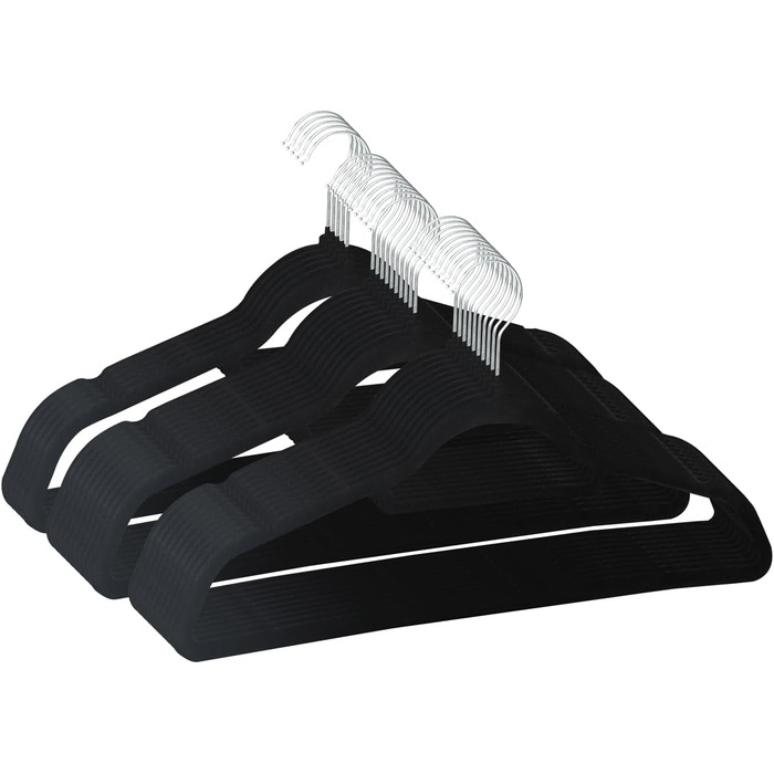Набір вішалок для одягу SVITA (25 шт.) - вішалки для костюмів, чорні, з оксамитовим покриттям, економія місця