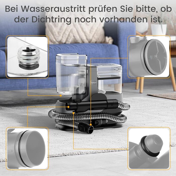 Накладний пилосос для м'яких меблів та килимів - 17kPa, 600W, з набором насадок