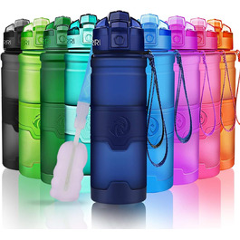 ZORRI Sport Water Bottle for Kids, 500 ml/700 ml/1000 ml, BPA-free, eco-friendly Tritan plastic, reusable water bottles with filter, 1000ml-32oz (Dark Blue, 503 ml)