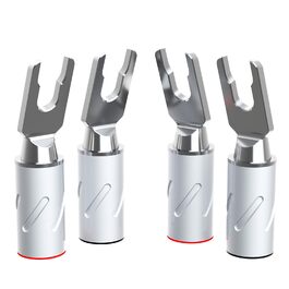 Комплект позолочених роз'ємів-лопаток для акустичних кабелів Monosaudio SY1508G (8 шт), чиста мідь, під кабель 8-20AWG до 4мм, S900R (Родієве покриття)