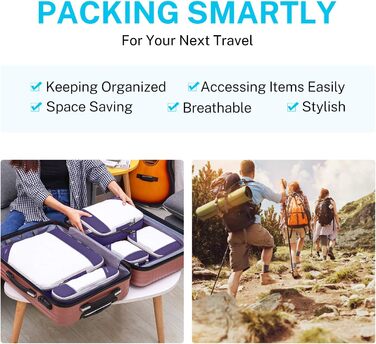 Органайзери для валізи Gonex (6 шт., зелений/фіолетовий) - набір кубиків для пакування