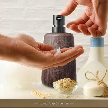 Дозатор для мила ручної роботи з темного дерева, пластиковий насос, елемент декору ванної кімнати, багаторазовий дозатор, пляшка для душу, неслизьке дно, довговічний та стильний