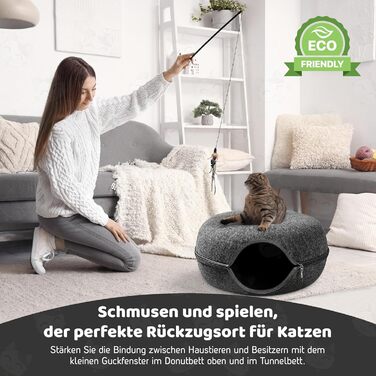 PAWSAGE® Бункер для котів з фетру, XL, 60*60*28 см, лежанка для котів, міцний фетр