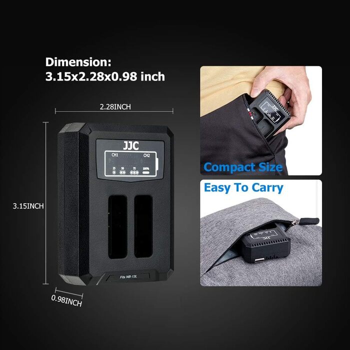 Зарядний пристрій Dual USB для Canon PowerShot G1 X Mark III, G5 X, G7 X, G9 X, SX620, SX720, SX730, SX740 (NB-13L)