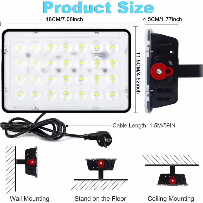 LED Floodlights Outdoor 400W, 2 Pack 40000LM LED Outdoor Floodlights 6500K Cool White LED Spotlight IP66 Waterproof Construction Floodlight LED Floodlight for Garden, Garage, Sports Field, Yard, Hallway (50W*2)