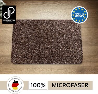 Килимок для підлоги DOMOPRIMA з мікрофібри, миючий, неслизький, надзвичайно поглинаючий та плоский – антибактеріальний, для внутрішнього та зовнішнього використання (60x40 см) (Темно-коричневий, 60x40 см)