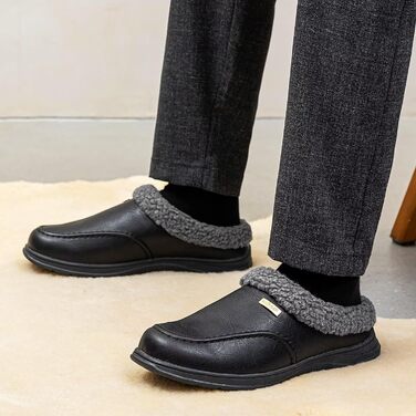 Чоловічі домашні тапочки з плюшевою підкладкою, теплі зимові, чорні (45 EU)