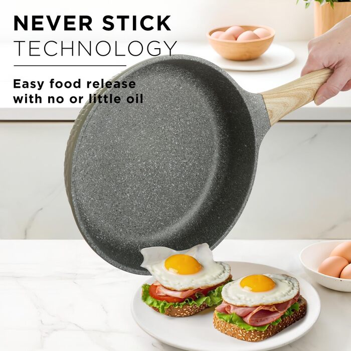 Набір посуду KASANOVA Bambù з антипригарним покриттям, 6 предметів, індукція, скляні кришки (Зелений)