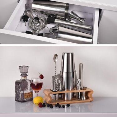 Набір для коктейлів Esmula 550/750 мл, 12 предметів, нержавіюча сталь, професійний набір бармена, подарунок для чоловіків та жінок, стильний набір для домашнього бару + буклет з рецептами