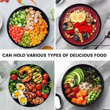 Набір мисок Bugucat для мюслі, супу та салатів, 6 шт, 1400 мл, чорного кольору