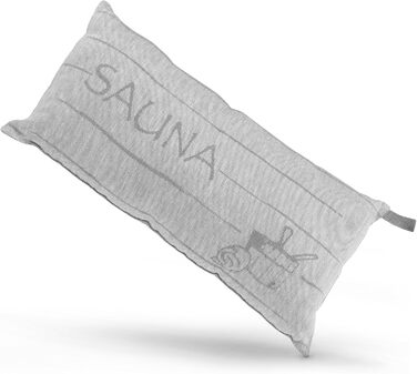 Преміальна подушка для сауни, подорожей та відпочинку Sositex SAUNIA 45x22 см, льон/бавовна, сіро-біла