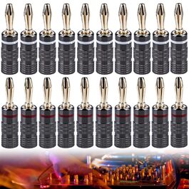 Бананові конектори Vegena (20 шт.) з 24K покриттям, 4 мм, для акустичних кабелів, підсилювачів, AV-ресиверів, домашнього кінотеатру Бананові конектори Vegena (20 шт.) з 24K покриттям, 4 мм, для акустичних кабелів, підсилювачів, AV-ресиверів, домашнього кінотеатру