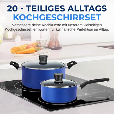 Набір посуду SereneLife 11 предметів: каструлі та сковорідки з антипригарним покриттям, чорний (Azul)