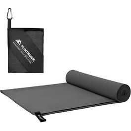 Рушник мікрофібра Flintronic, 200x100 см. Великий пляжний рушник, швидковисихаючий. Ідеально для спорту, подорожей, пляжу, сауни. Темно-сірий.