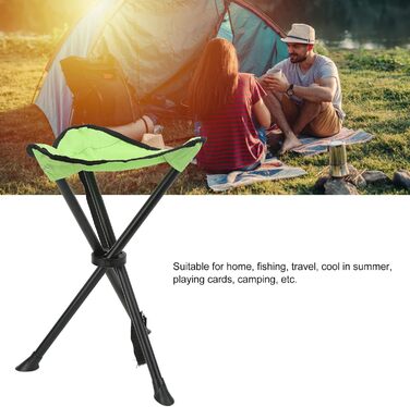 Складаний стілець-табурет, 200 кг, неслизький, стабільний, для відпочинку на природі, риболовлі, кемпінгу, пікніків (зелений)