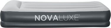 Надувний матрац Novaluxe з вбудованим електронасосом та подушкою, сірий 191x97x38 см