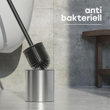 Тойлетний щітка SAVEGA з силікону та нержавіючої сталі - антибактеріальна, з тримачем, захист від бризок