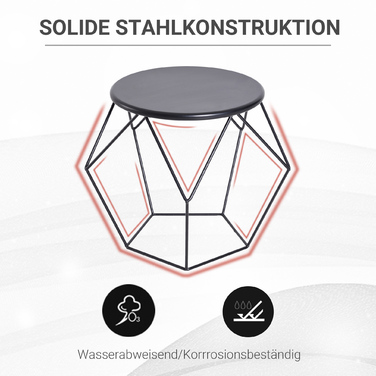 HOMCOM Round Coffee Table with Storage Side Table & Nesting Table Metal Basket Design 51x51x44 cm for Living Room & Bedroom