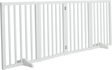 Захисне загородження для собак, дерев'яне, без свердління, 4 панелі, біле, 183x60 см
