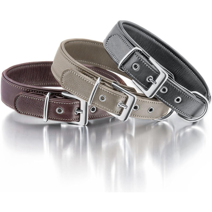 Нашийник для собак Knuffelwuff Glendale з м'якої шкіри, 48-55 см, колір Natur (53-60 см обхват шиї)