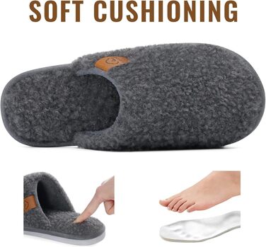 Жіночі м'які капці-тапочки Evshine з ефектом пам'яті (Memory Foam), закриті домашні капці, темно-сірі, розмір 39/39.5 EU
