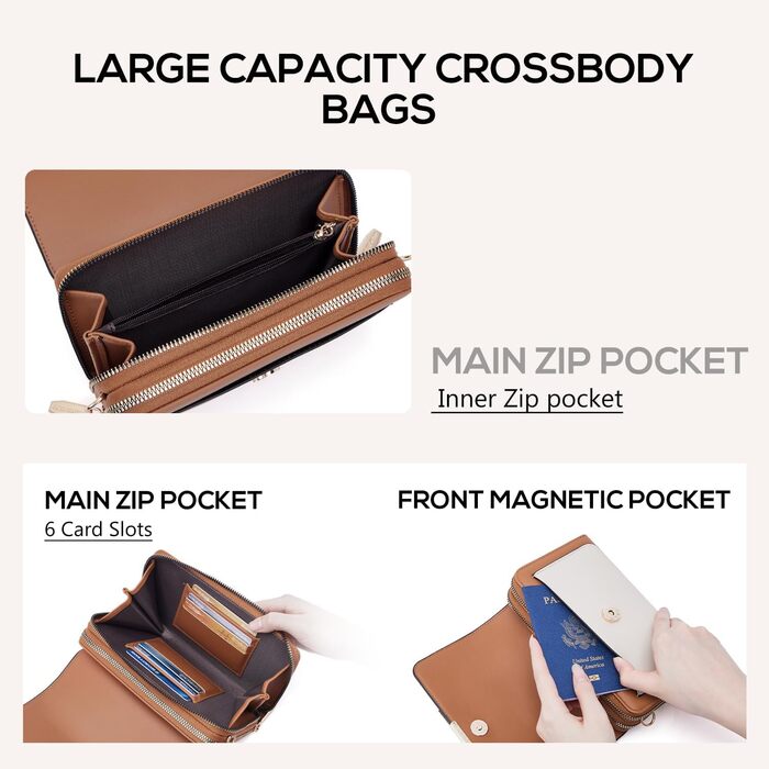 Сумка кросбоді Roulens Klein Handy B-braun/Beige з екошкіри для документів та телефону, регульований ремінець