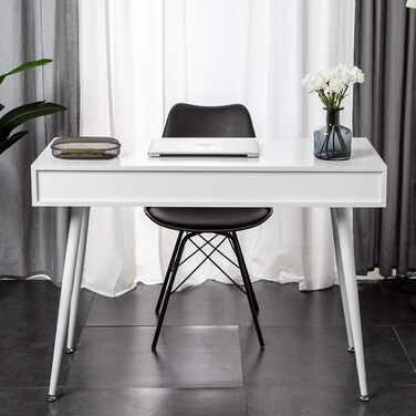 Soges Metal and E1 Wood Desk with 3 Drawers - 110x50x78cm White Office Writing Table for Storage