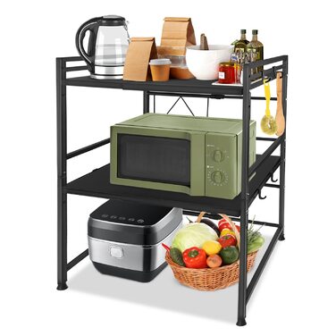 Висувна кухонна полиця-органайзер з 8 гачками, 2 яруси, ширина 40-60 см, 32*80 см