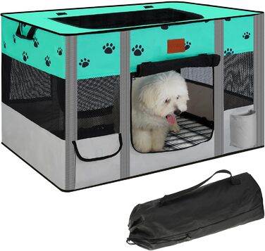 Переносний вольєр для собак та котів, ігровий майданчик для домашніх тварин, металевий загон, з сумкою, середній розмір (30'' x 21'' x 21'')