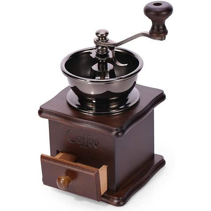 Ручна кавомолка A + kitchen Vintage стиль з керамічним жорном, коричнева, 20 x 9,5 x 16,5 см