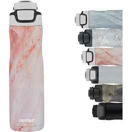 Contigo Autoseal Chill Stainless Steel Water Bottle with Autoseal Technology, Insulated Bottle Keeps Drinks Cold for Up to 28 Hours, Leak-Proof, BPA-Free, 720 ml (Rose Quartz)