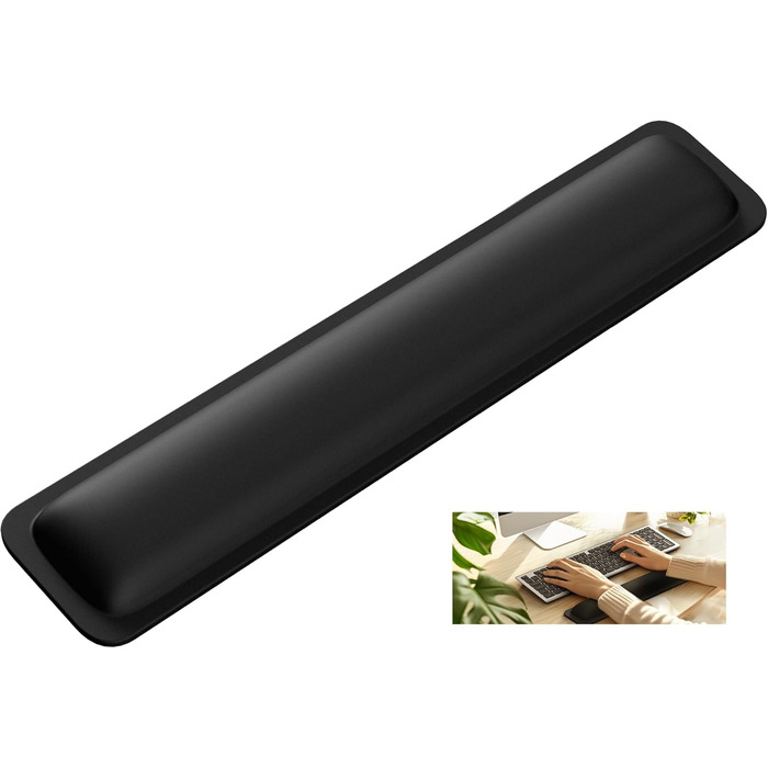 Підставка для зап'ястя TECKNET для клавіатури, 43 см, Memory Foam 70D, ергономічна, проти болю в зап'ясті, для ПК, ноутбука, геймінгу, чорна