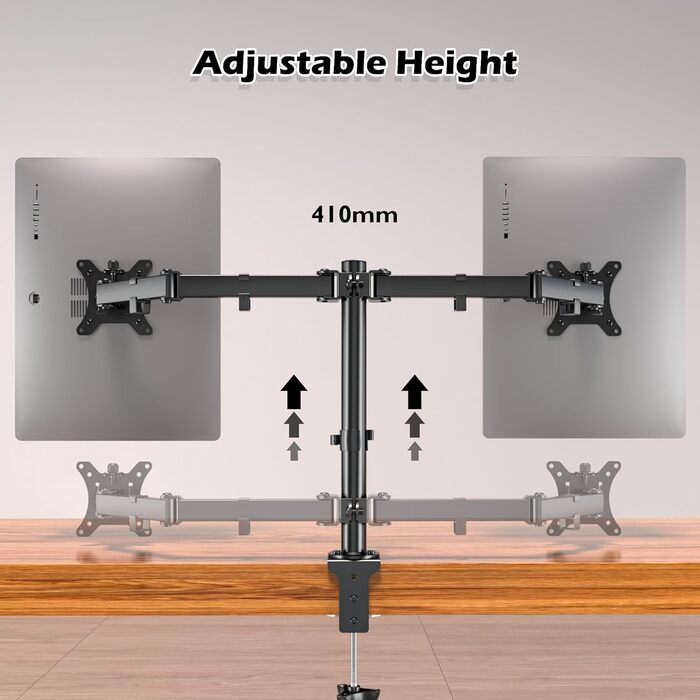 Підставка для монітора BONTEC на 2 монітори, 13-30 дюймів, регульована висота, поворотна, до 8 кг