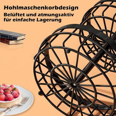 Багатоярусна металева підставка для фруктів та овочів MaxEarn - 3 яруси, велика місткість, з дерев'яними ручками