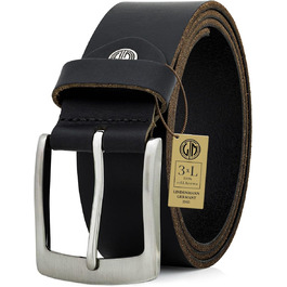 Чоловічий шкіряний ремінь Lindenmann, ширина 40 мм, повноецінна шкіра, чорний колір, розмір 95 см, довжина 110 см