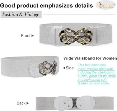 Жіночий широкий еластичний пояс JasGood (4 шт) - чорний, коричневий, срібний, червоний - для талії 71-87 см та 103-117 см